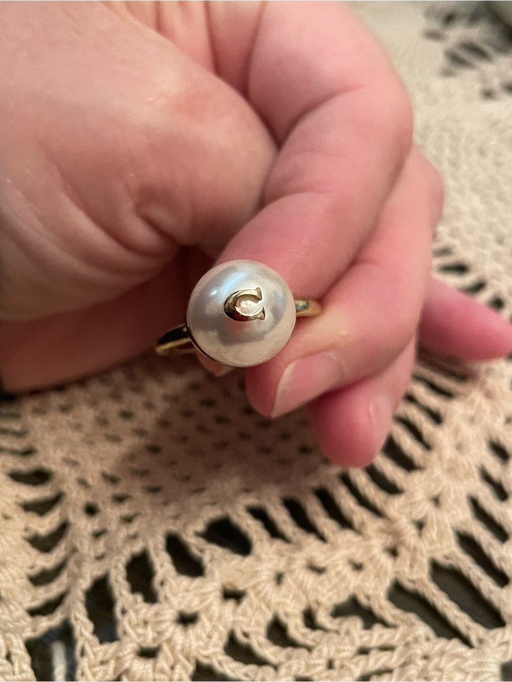 Coach Signature C Logo Pearl Ring - Picture 6 of 6